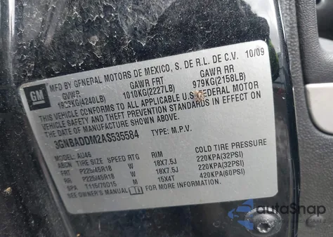 2010 Chevrolet Hhr Ss z USA, uszkodzony, nr VIN 3GNBADDM2AS535584